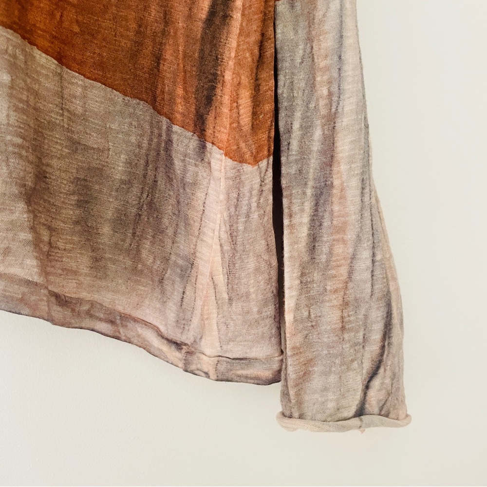 Gilda Midani Colorblock Trap Tee Top Pink Rust Tan Brown Greige Medium - Picture 4 of 7